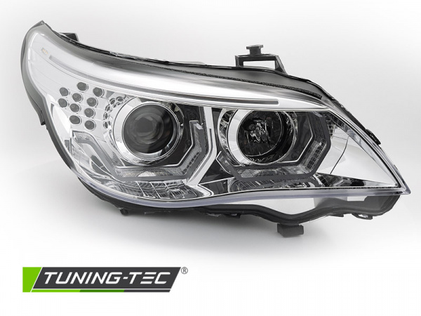 3D LED Angel Eyes Scheinwerfer für BMW 5er E60 / E61 03-07 chrom mit LED Blinker