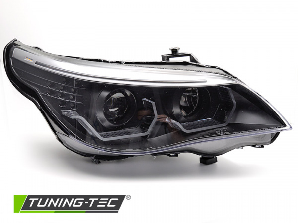 3D LED Angel Eyes Scheinwerfer für BMW 5er E60 / E61 03-07 schwarz mit LED Blinker