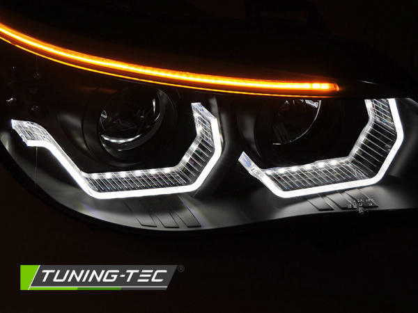 3D LED Angel Eyes Scheinwerfer für BMW 5er E60 / E61 03-07 schwarz mit LED Blinker