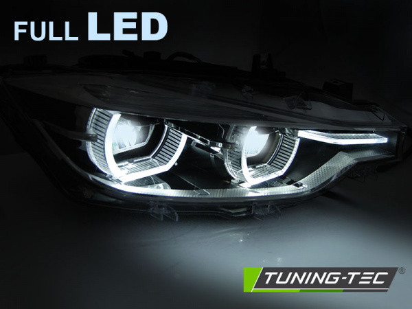 Voll LED Tagfahrlicht Angel Eyes Scheinwerfer für BMW 3er F30/F31 LCI 15-18 schwarz / chrom