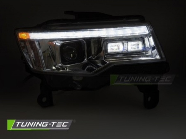 LED Tagfahrlicht Design Scheinwerfer Set für Jeep Grand Cherokee WK2 16-21 chrom mit Willkommensfunktion