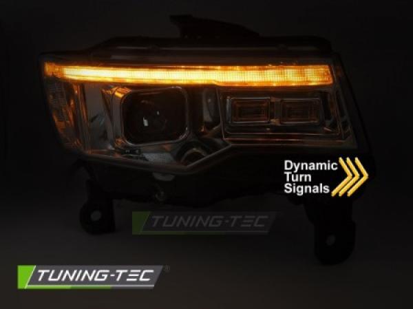 LED Tagfahrlicht Design Scheinwerfer Set für Jeep Grand Cherokee WK2 16-21 chrom mit Willkommensfunktion