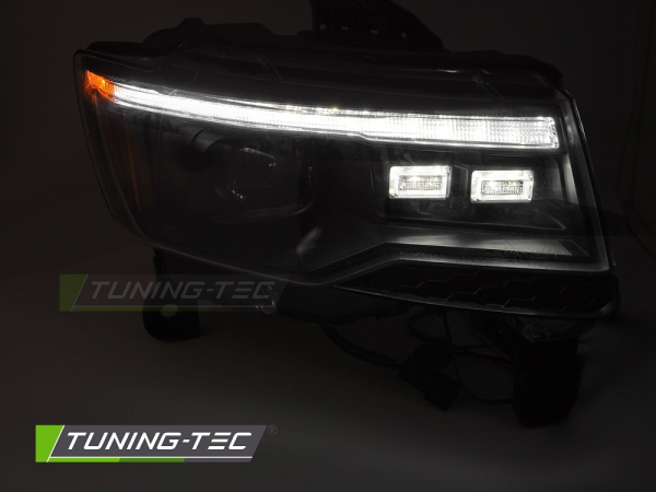 LED Tagfahrlicht Design Scheinwerfer Set für Jeep Grand Cherokee WK2 16-21 schwarz mit Willkommensfunktion
