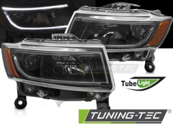 Upgrade Tagfahrlicht Design Scheinwerfer Set für Jeep Grand Cherokee 14-16 schwarz
