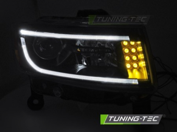 Upgrade Tagfahrlicht Design Scheinwerfer Set für Jeep Grand Cherokee 14-16 schwarz