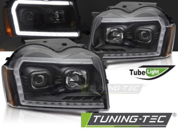 Upgrade Tagfahrlicht Design Scheinwerfer Set für Jeep Grand Cherokee 05-08 schwarz