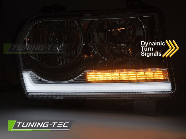 LED Tagfahrlicht Design Scheinwerfer Set für Chrysler 300C 05-08 chrom mit dyn. Blinker