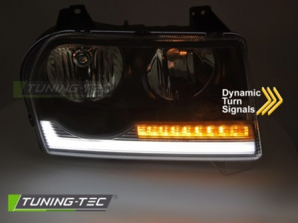 LED Tagfahrlicht Design Scheinwerfer Set für Chrysler 300C 05-08 schwarz mit dyn. Blinker