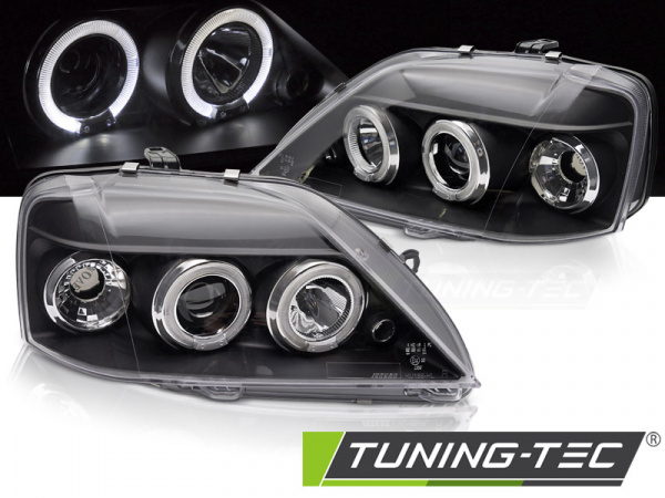 Upgrade Design Angel Eyes Scheinwerfer für Dacia Logan 04-08 schwarz