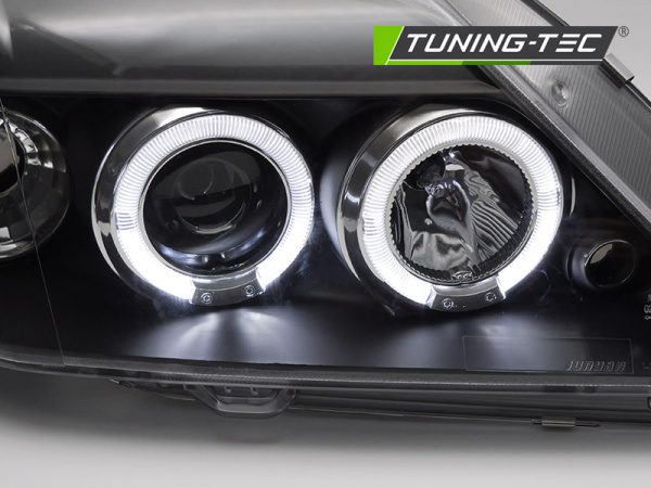 Upgrade Design Angel Eyes Scheinwerfer für Dacia Logan 04-08 schwarz