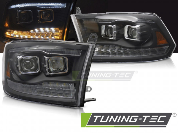LED Tagfahrlicht Design Scheinwerfer Set für Dodge RAM 09-18 schwarz mit LED Blinker