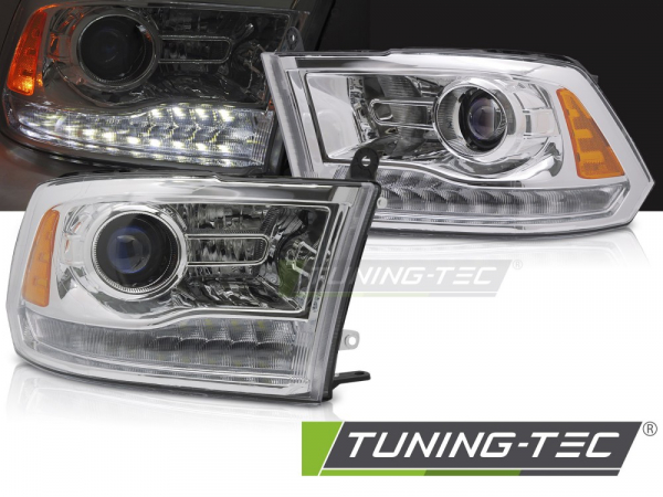 LED Tagfahrlicht Design Scheinwerfer Set für Dodge RAM 09-18 chrom mit LED Blinker und Reflektor