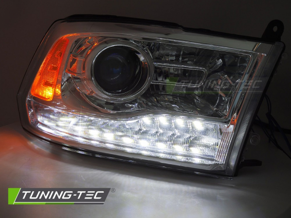 LED Tagfahrlicht Design Scheinwerfer Set für Dodge RAM 09-18 chrom mit LED Blinker und Reflektor
