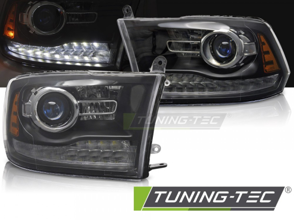 LED Tagfahrlicht Design Scheinwerfer Set für Dodge RAM 09-18 schwarz mit LED Blinker und Reflektor