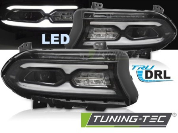 VOLL LED Tagfahrlicht Scheinwerfer Set für Dodge Charger 14-23 schwarz