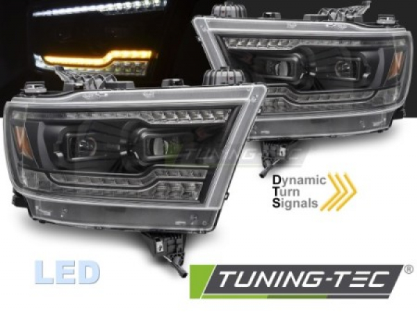 VOLL LED Tagfahrlicht Scheinwerfer Set für Dodge RAM 19-22 schwarz mit dyn. Blinker