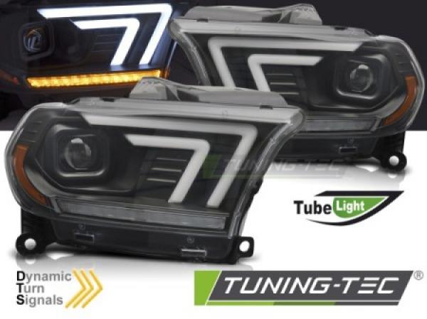 LED Tagfahrlicht Design Scheinwerfer Set für Dodge Durango 10-13 schwarz mit dyn. Blinker