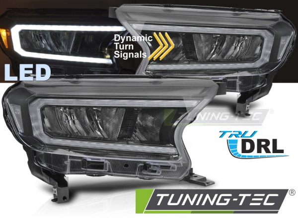 VOLL LED Upgrade Design Scheinwerfer Set für Ford Ranger 16-22 schwarz mit dyn. Blinker