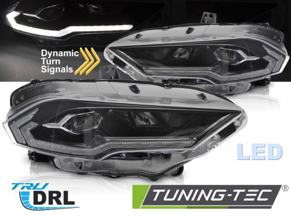 VOLL LED Tagfahrlicht Scheinwerfer Set für Ford Mustang 18-21 schwarz + Willkommensfunktion