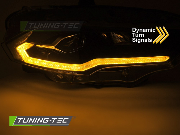 VOLL LED Tagfahrlicht Scheinwerfer Set für Ford Mustang 18-21 schwarz + Willkommensfunktion
