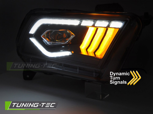 VOLL LED Tagfahrlicht Scheinwerfer Set für Ford Mustang 10-13 schwarz mit dyn. Blinker und Willkommensfunktion