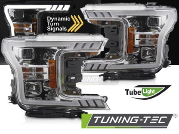 LED Tagfahrlicht Design Scheinwerfer für Ford F150 MK13 17-20 chrom mit dyn. Blinker