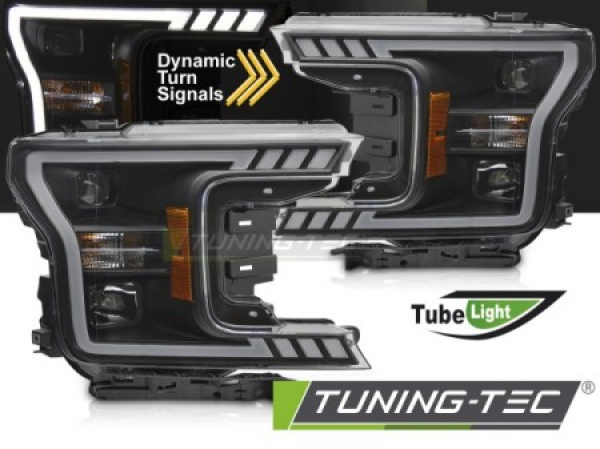 LED Tagfahrlicht Design Scheinwerfer für Ford F150 MK13 17-20 schwarz mit dyn. Blinker
