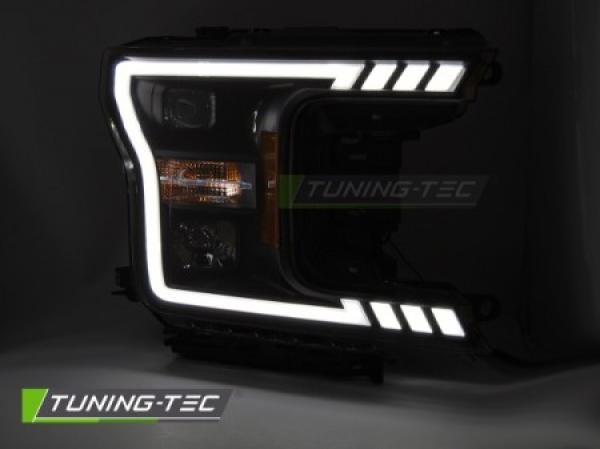 LED Tagfahrlicht Design Scheinwerfer für Ford F150 MK13 17-20 schwarz mit dyn. Blinker