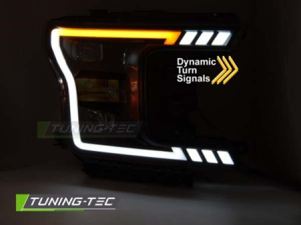 LED Tagfahrlicht Design Scheinwerfer für Ford F150 MK13 17-20 schwarz mit dyn. Blinker