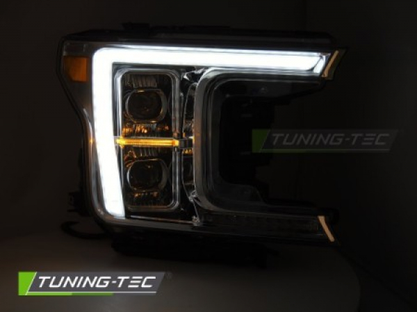VOLL LED Tagfahrlicht Design Scheinwerfer für Ford F150 MK13 17-20 chrom mit dyn. Blinker