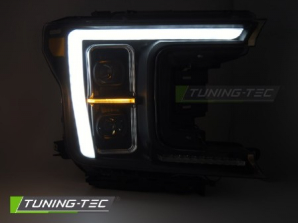 VOLL LED Tagfahrlicht Design Scheinwerfer für Ford F150 MK13 17-20 schwarz mit dyn. Blinker