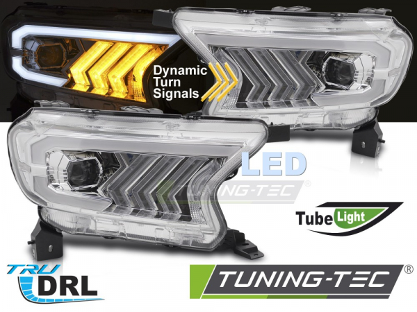VOLL LED Upgrade Design Scheinwerfer Set für Ford Ranger 16-22 chrom mit dyn. Blinker