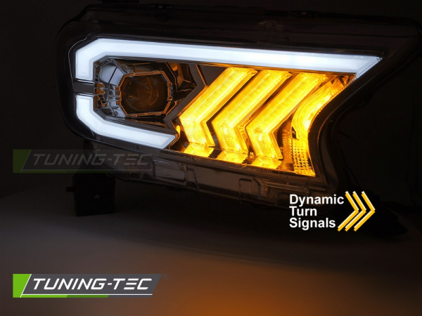 VOLL LED Upgrade Design Scheinwerfer Set für Ford Ranger 16-22 chrom mit dyn. Blinker