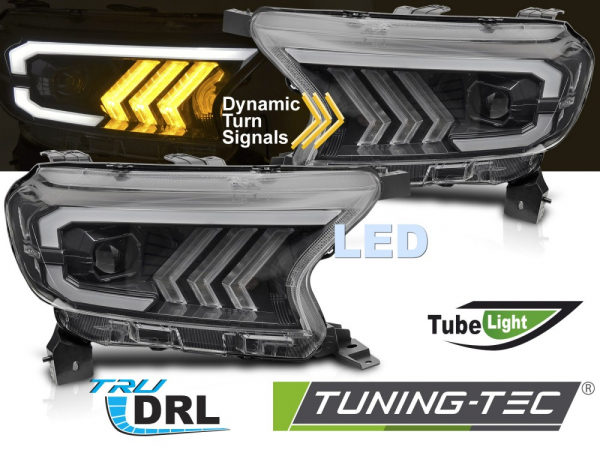 VOLL LED Upgrade Design Scheinwerfer Set für Ford Ranger 16-22 schwarz mit dyn. Blinker
