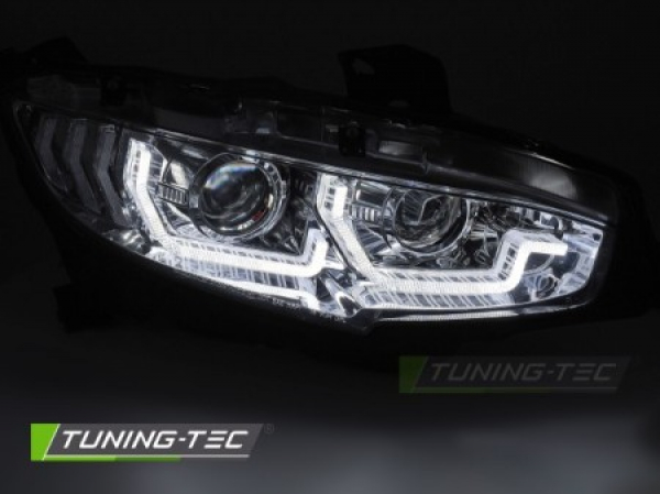 Upgrade Design Tagfahrlicht Scheinwerfer Set für Honda Civic X 16-21 chrom mit dyn. Blinker