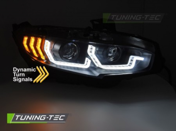 Upgrade Design Tagfahrlicht Scheinwerfer Set für Honda Civic X 16-21 schwarz mit dyn. Blinker