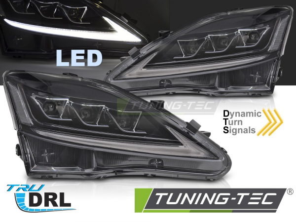 VOLL LED Tagfahrlicht Scheinwerfer Set für Lexus IS 06-13 schwarz mit dyn. Blinker