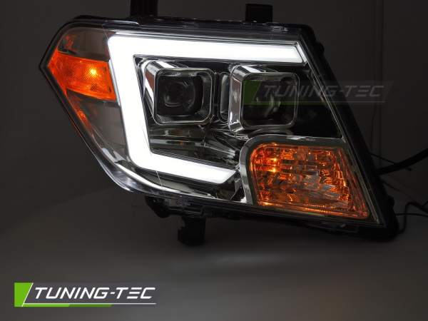 Upgrade Tagfahrlicht Design Scheinwerfer Set für Nissan Navara / Frontier 09-14 chrom mit dyn. Blinker