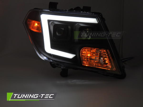 Upgrade Tagfahrlicht Design Scheinwerfer Set für Nissan Navara / Frontier 09-14 schwarz mit dyn. Blinker