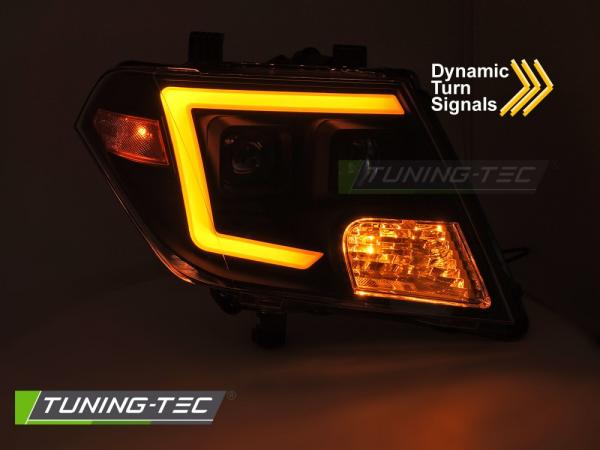 Upgrade Tagfahrlicht Design Scheinwerfer Set für Nissan Navara / Frontier 09-14 schwarz mit dyn. Blinker