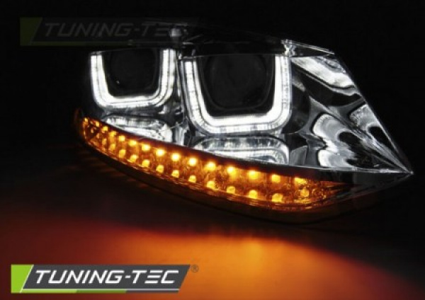 LED Tagfahrlicht Scheinwerfer für VW Polo 6R 09-14 chrom mit dynamischem LED Blinker