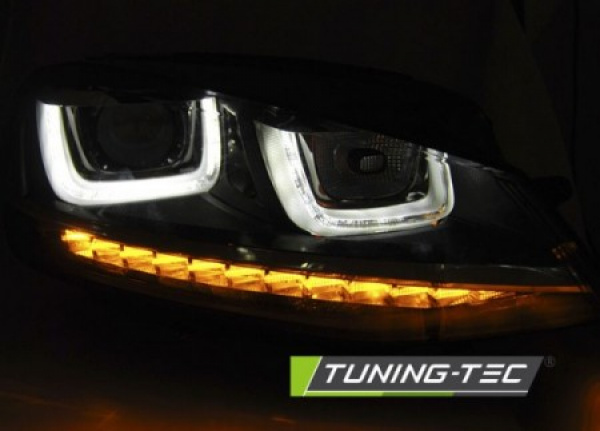 LED Tagfahrlicht Scheinwerfer für VW Golf 7 12-17 schwarz / chrom mit dynamischem LED Blinker