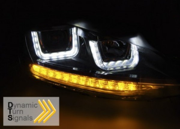 LED Tagfahrlicht Scheinwerfer für VW Golf 7 12-17 schwarz / rot mit dynamischem LED Blinker