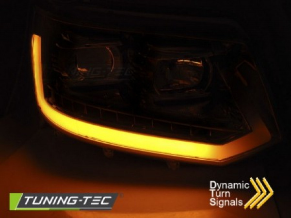 LED Tagfahrlicht Scheinwerfer für VW T5 GP (Facelift) 10-15 schwarz mit dynamischem LED Blinker