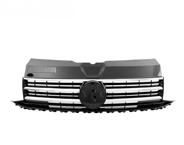 Upgrade Design Sportgrill / Kühlergrill für Volkswagen T6 15-19 Hochglanz-schwarz/chrom mit Emblemhalter