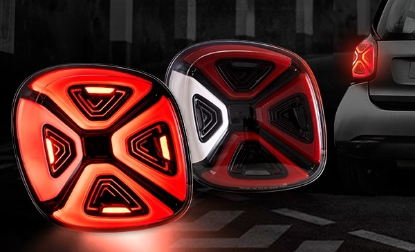 Upgrade VOLL LED Lightbar Design Rückleuchten für Smart Fortwo /Forfour (453) 14-19 rot / klar