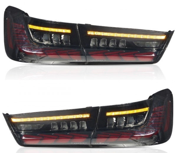 Voll LED Upgrade Design Rückleuchten für BMW 3er G20 Lim. 19+ schwarz/rauch in OLED Technik mit dynamischem Blinker
