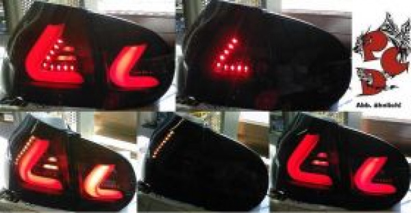 VOLL LED Lightbar Design Rückleuchten für VW Golf 5 (V) 03-09 schwarz/rauch