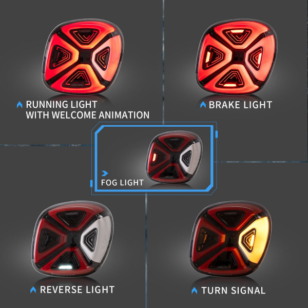 Upgrade VOLL LED Lightbar Design Rückleuchten für Smart Fortwo /Forfour (453) 14-19 rot / klar
