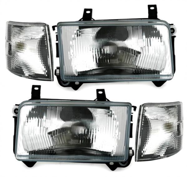Upgrade Design Scheinwerfer Set mit Blinkern für VW T4 90-03 (kurzer Vorderwagen) schwarz